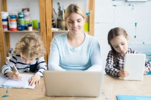 Woman at work with children